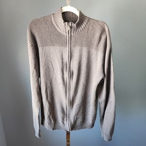 Structure Full Zip Knit Cardigan Sweater Men's XXL Gray Mock Neck Cotton Acrylic